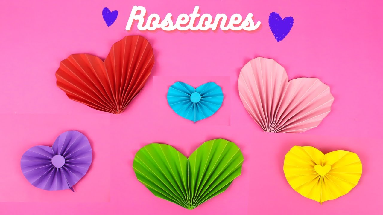 ROSETONES DE PAPEL en forma de CORAZ&Oacute;N ❤️ - 2 formas de hacerlos - ROSETAS ❤️  |Partypop DIY🎉|
