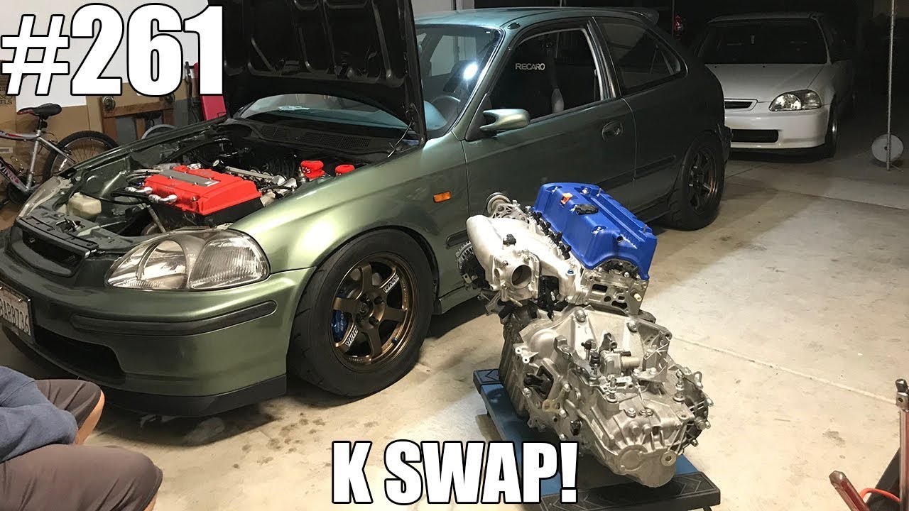 The K20 swap has arrived for the EK sedan!