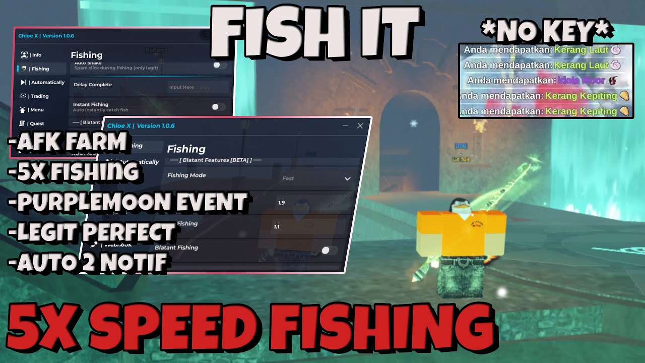 FISH IT Script! AUTO FARM, 5X INSTANT FISHING, AUTO ELEMENT ROD, AUTO PURPLEMOON EVENT (NO KEY)