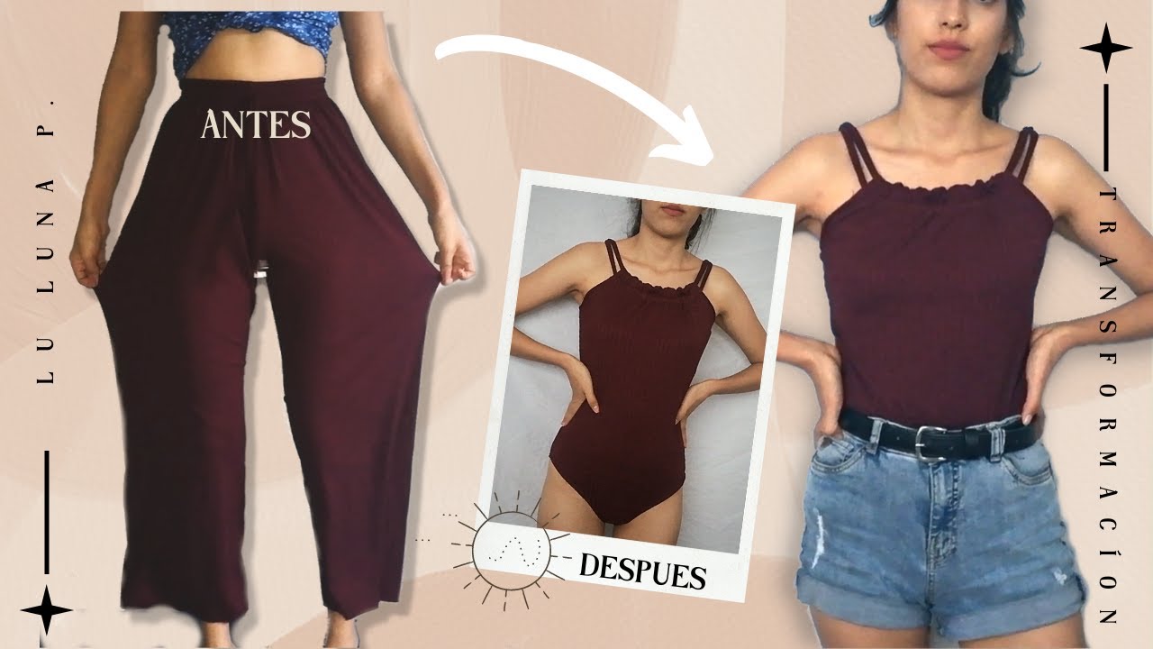 COMO HACER UN BODY PARA MUJER || TRANSFORMAR UN PANTALON EN BODY MUJER