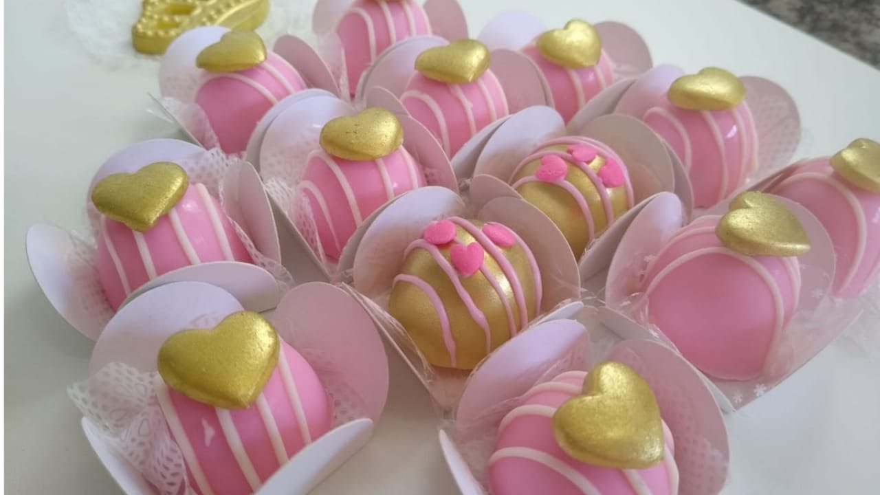 MINI TRUFAS ROSA E DOURADO ! IDEAL PARA FESTA TEMA PRINCESA!