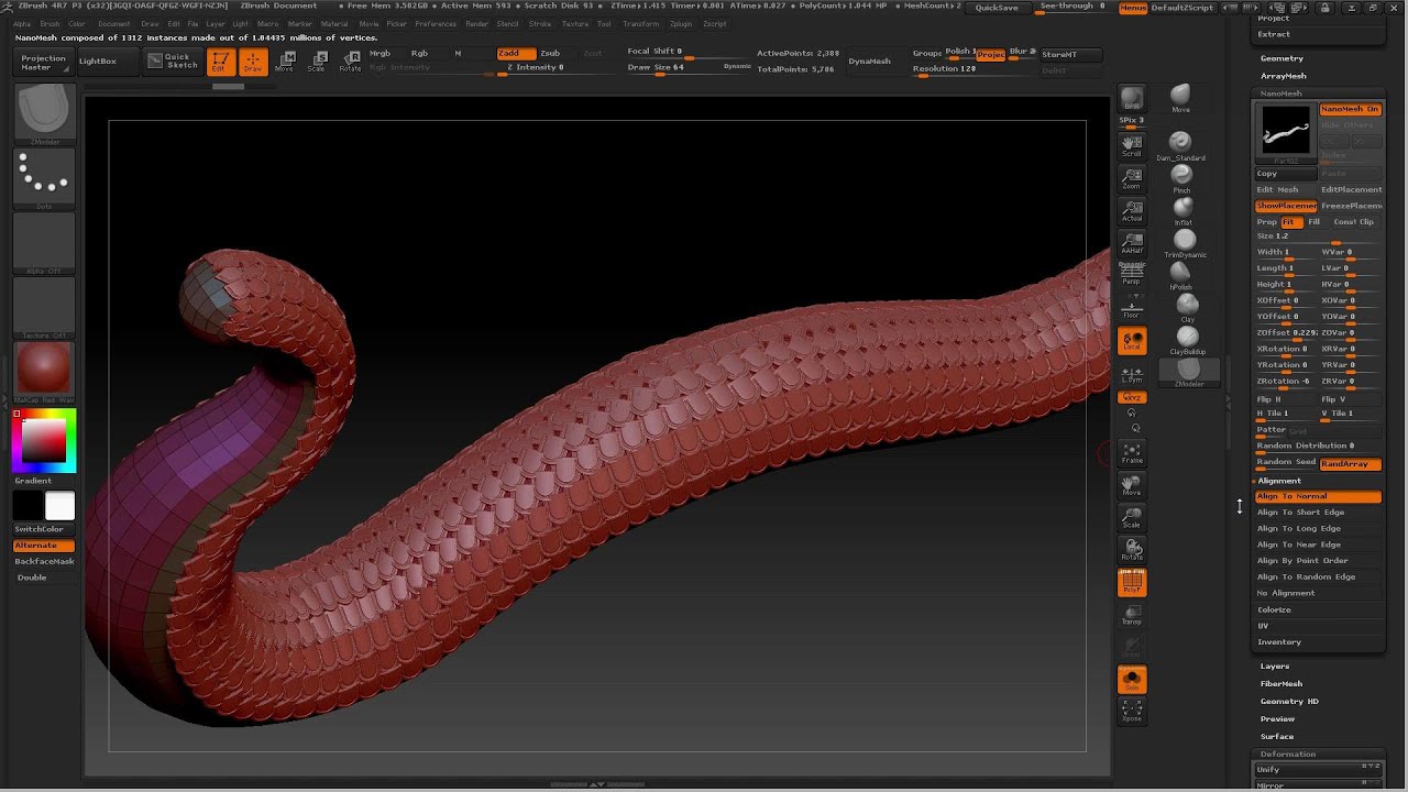ZBrush Teaching Series-使用NenoMesh製作龍的麟片