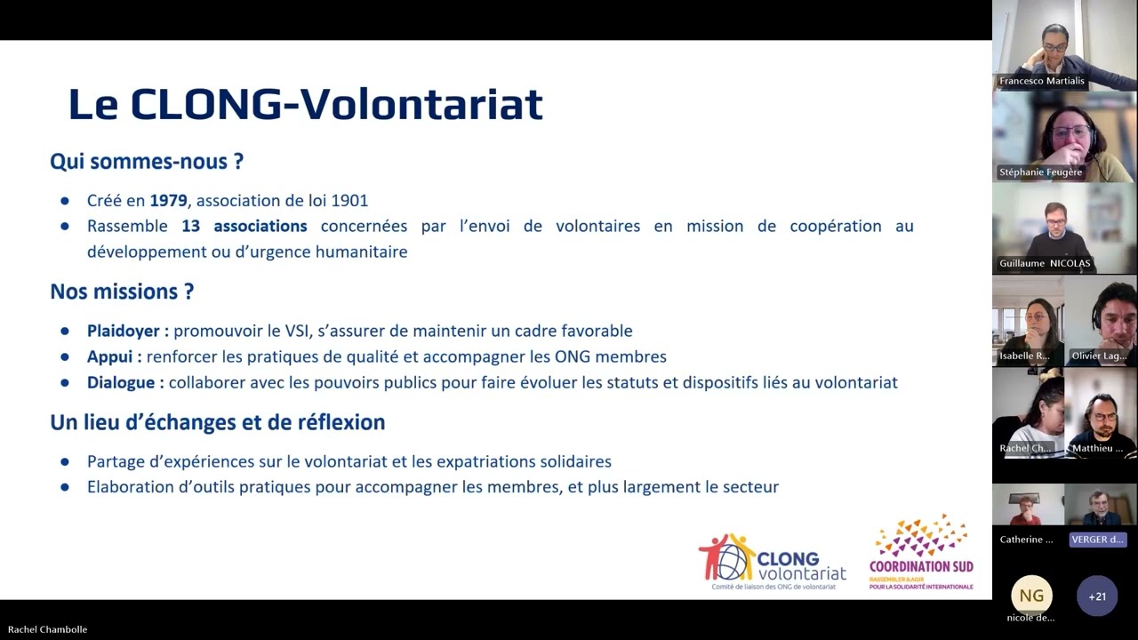 Webinaire CSUD-CLONG : Volontariat de la solidarité internationale