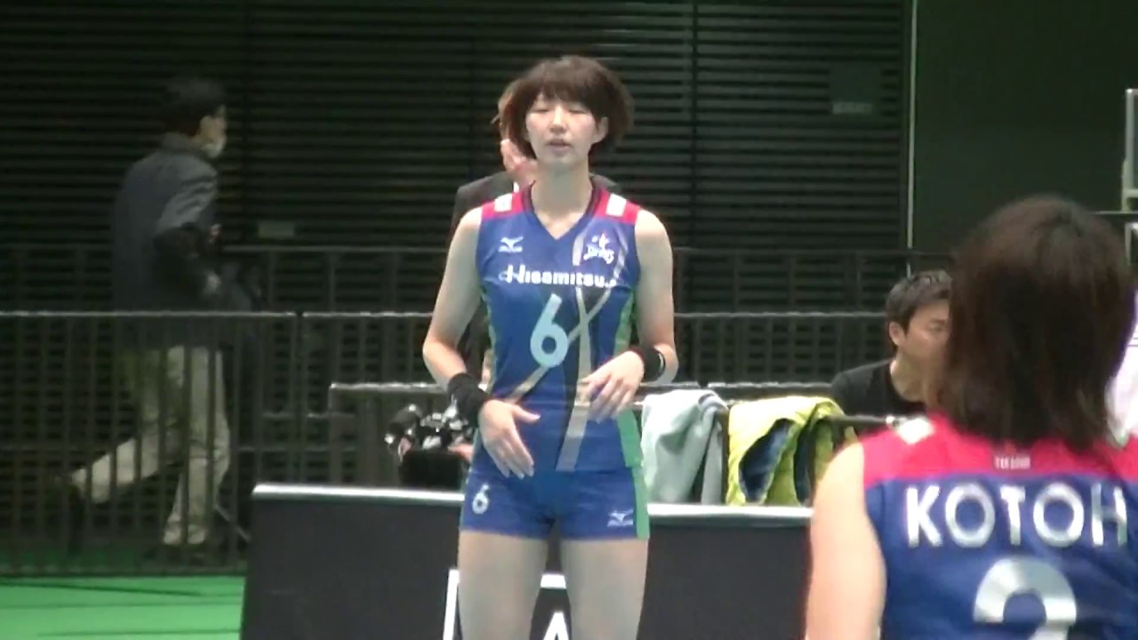 石井優希（ISHII Yuki）／試合前のウォーミングアップ／2018.3.17　久光×JT　Vプレミアリーグ女子ファイナル優勝決定戦　うそにゃん　東京体育館