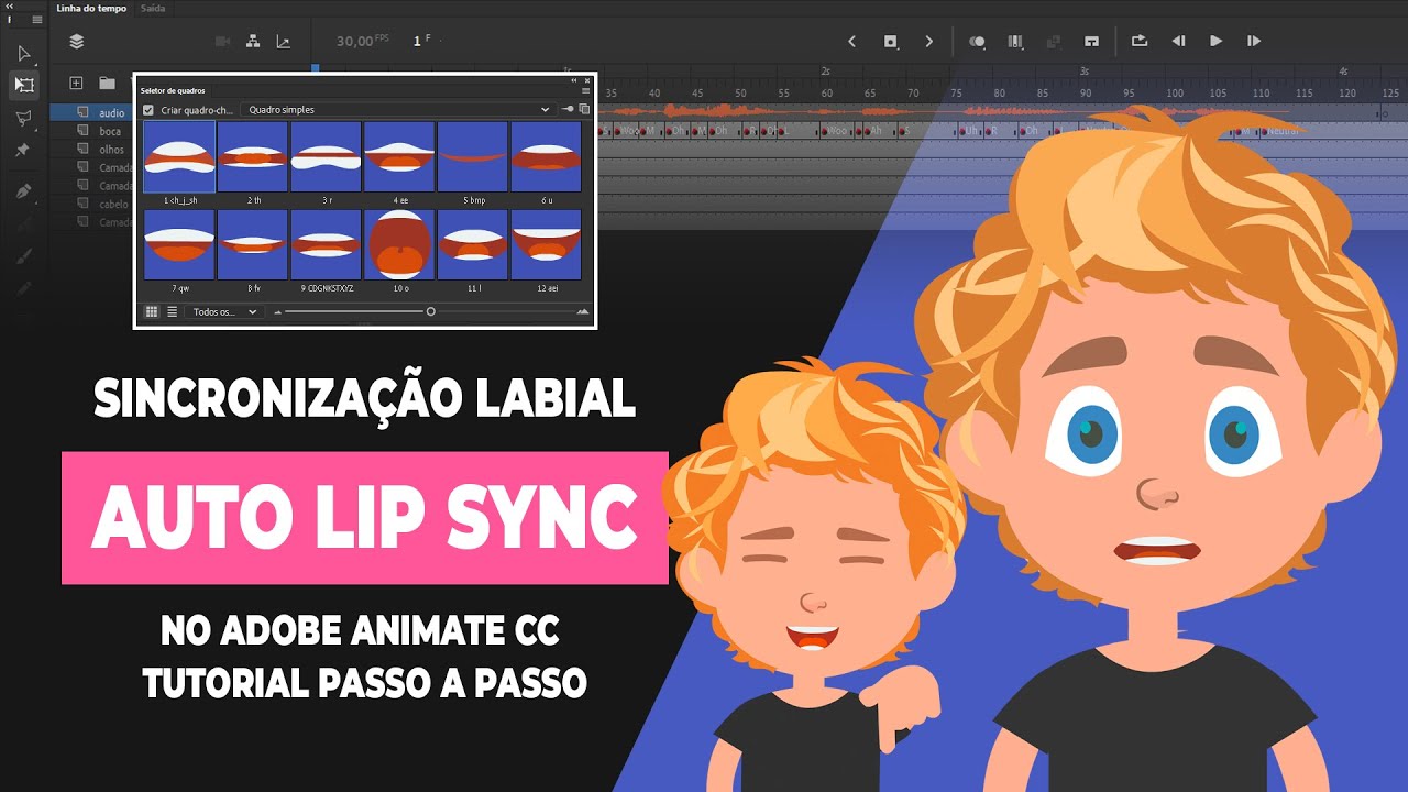 Adobe animate tutorial - Auto lip sync Adobe animate CC - Sincronização labial automática