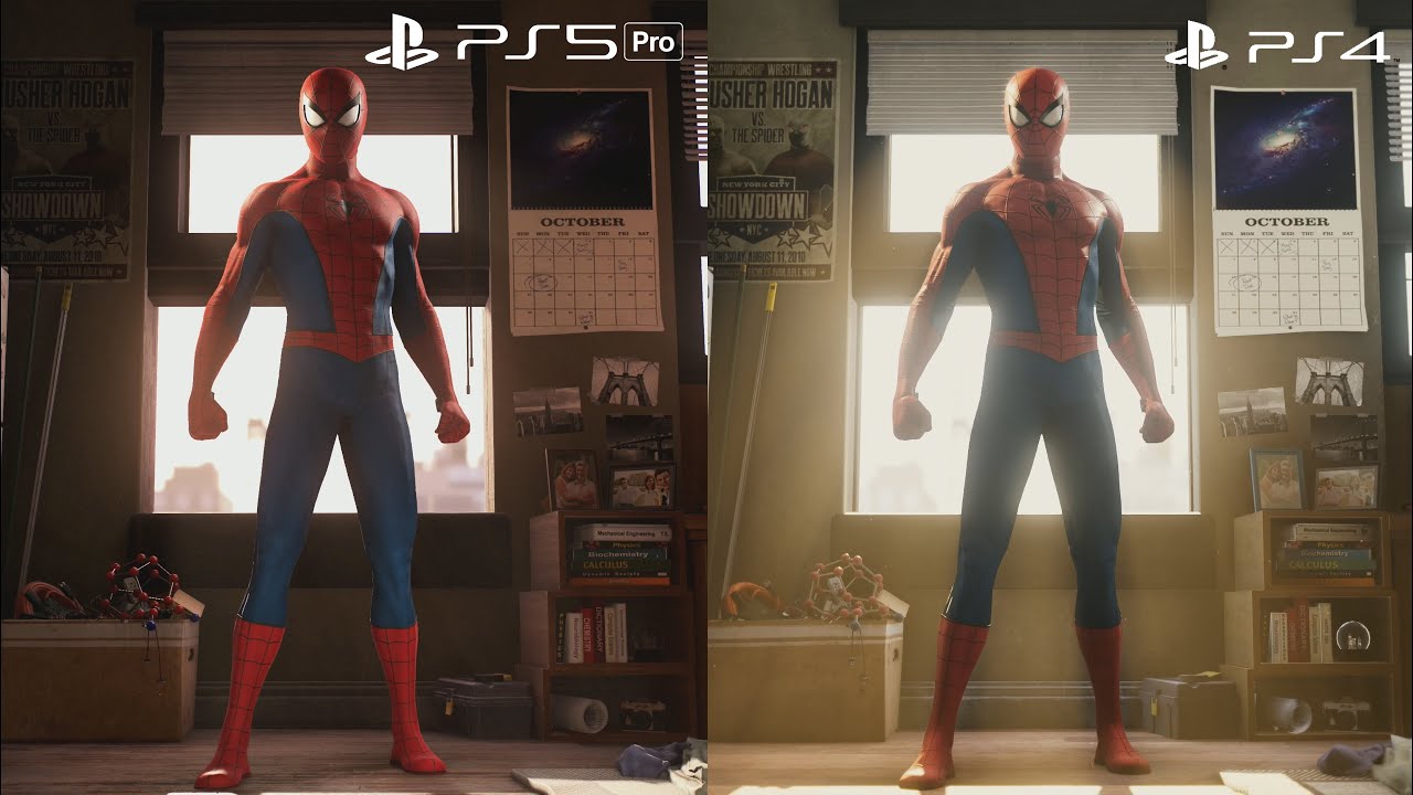 PS5 Pro Enhanced vs PS4 Graphics Comparison: Spider-Man Remastered vs Spider-Man (Original) [4K60HD]
