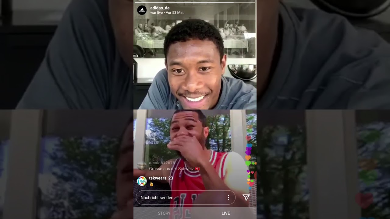 Gnabry bald pinke Haare 😂😂 David Alaba und Serge Gnabry Instagram Livestream während der Qarantäne
