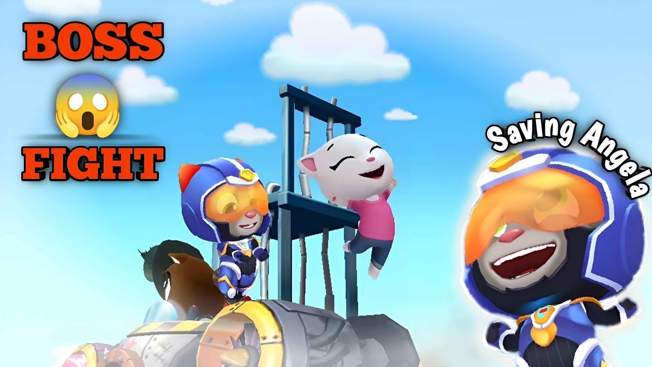Saving Angela ☺️ - Talking Tom Hero Dash Saving Angela from Raccoon boss | #gaming