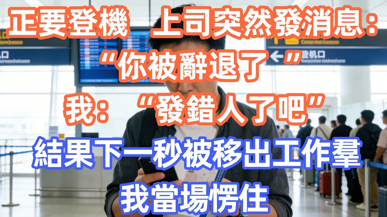 正要登機，上司突然發消息：&ldquo;你被辭退了&rdquo;， 我：&ldquo;發錯人了吧&rdquo; ，結果下一秒被移出工作羣，我當場愣住       #職場 #职场 #故事 #家庭 #退休生活#情感