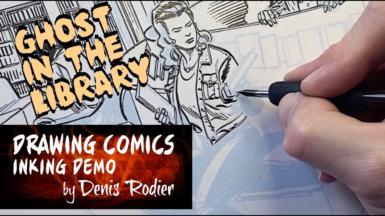 Le fant&ocirc;me de la biblio 1 (encrage / Ink Demo)