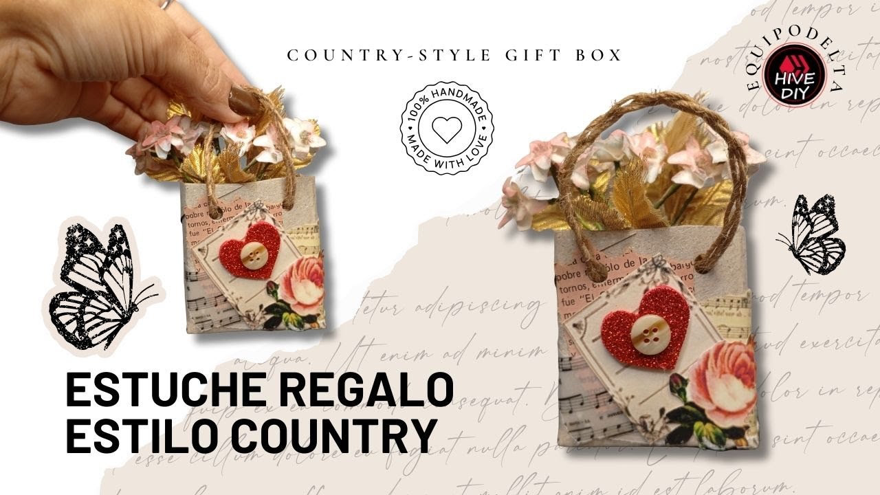 Manualidades con rollo de papel higiénico -  Estuche regalo estilo country - Scrap / Gift Box #diy