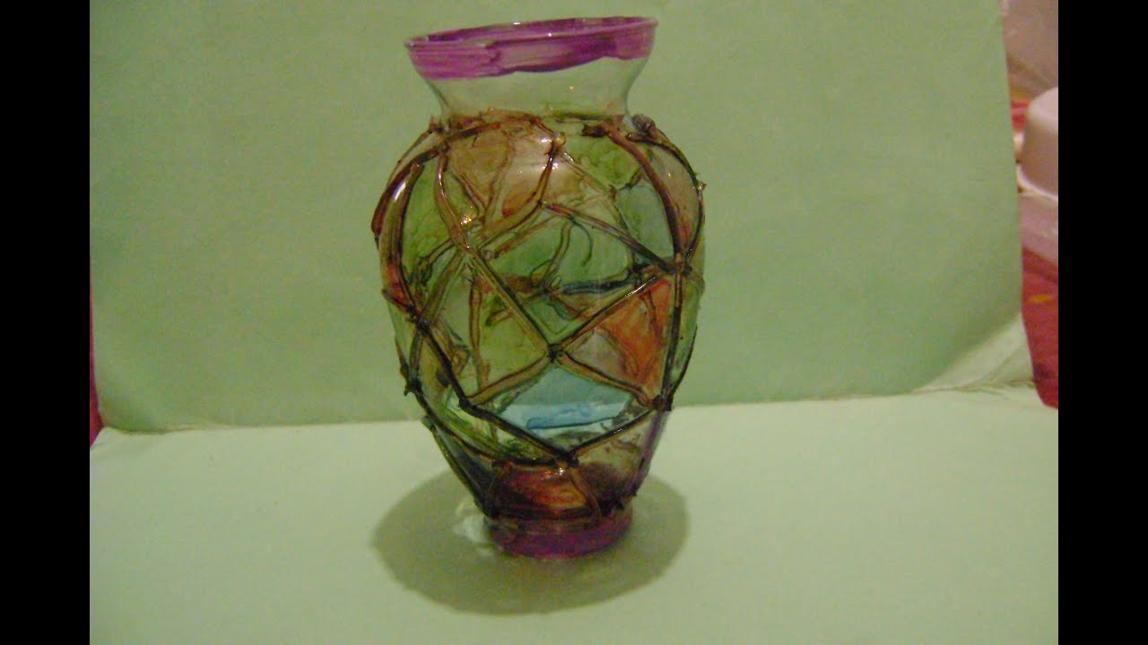 que chidas manualidades florero tipo vitral--stained Glass vase