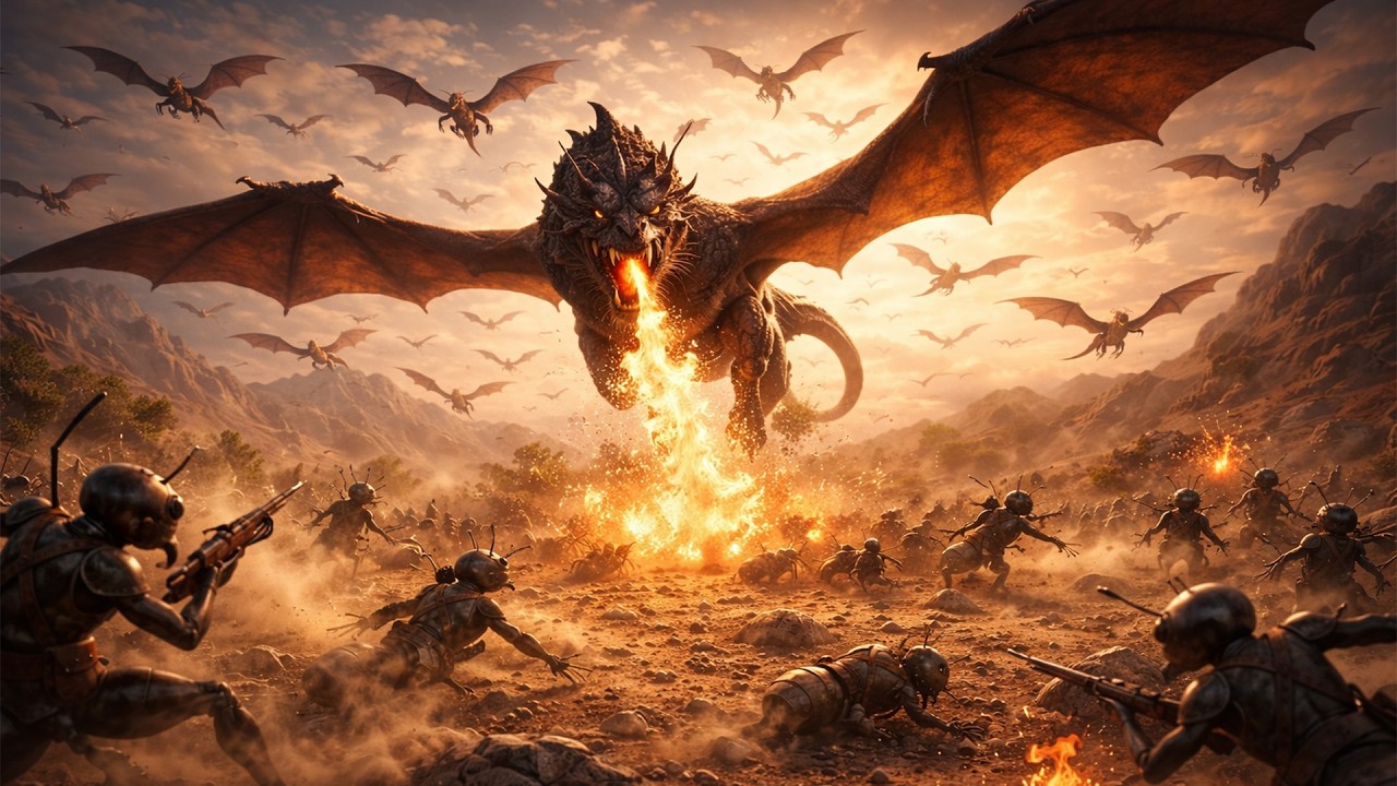 OMG! Giant Dragon vs Ant Army – Who Will Survive the Fiery Onslaught? 😱 | Funny Kingdom Ant Cartoon