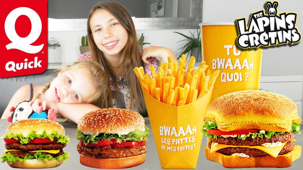 Ce soir, on mange du Quick à 20h ! Burgers, frites, nuggets et Coca ! Lapin crétin Fast Food !