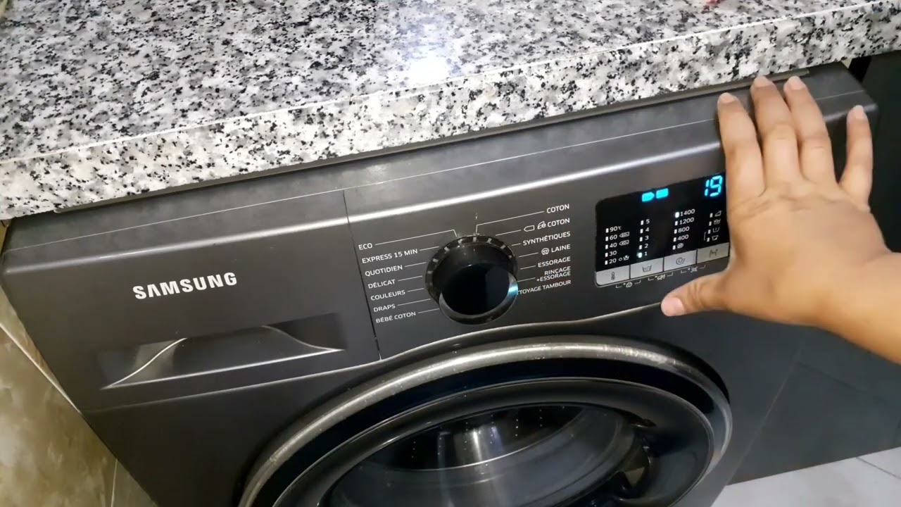 شرح مفصل عن طريقة تشغيل غسالة الملابس سامسونغ ايكو بابل / la machine à laver samsung