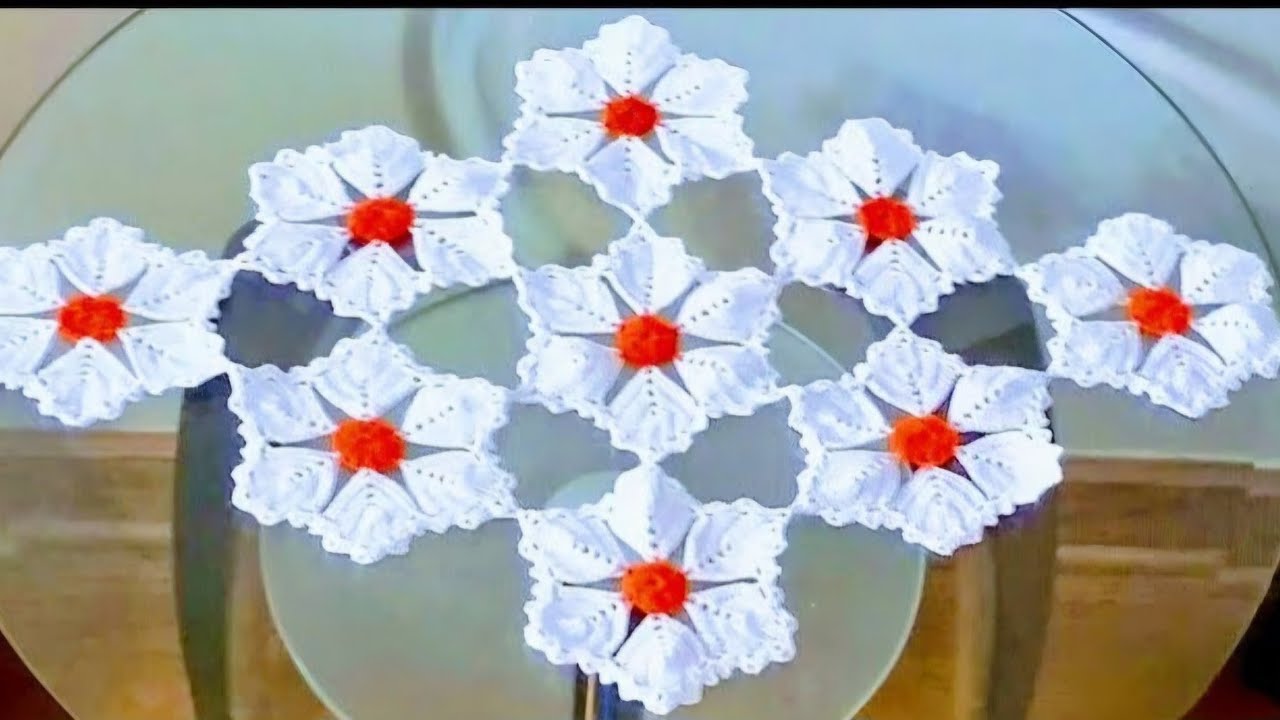 FLOR A CROCHET para centro, camino de mesa Y mantel🌼 #LasMaravillasdelCrochet