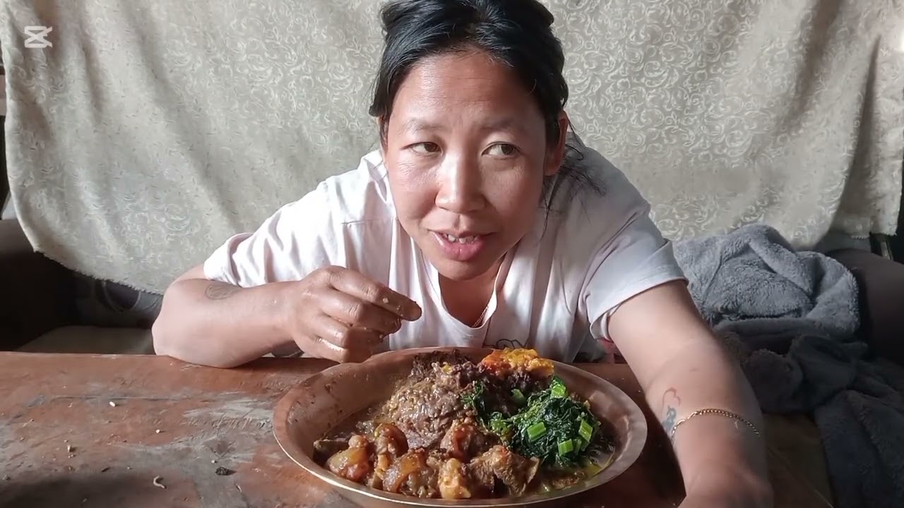 Dhido with pork khutti soup mukbang #farming #lifestyle #mukbang 