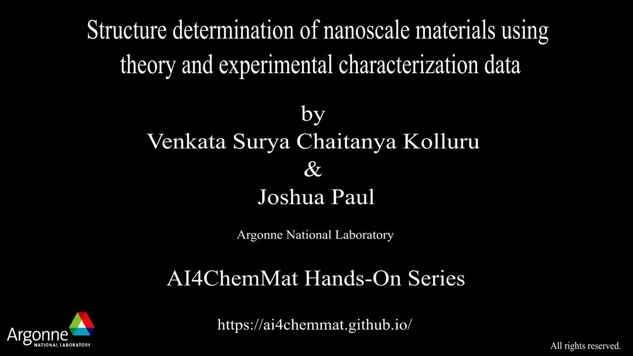 Structure determination of nanoscale materials using theory and experimental characterization data