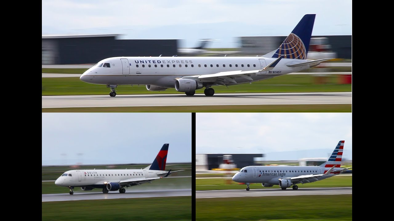 American, Delta, and United E175's Landing at YVR