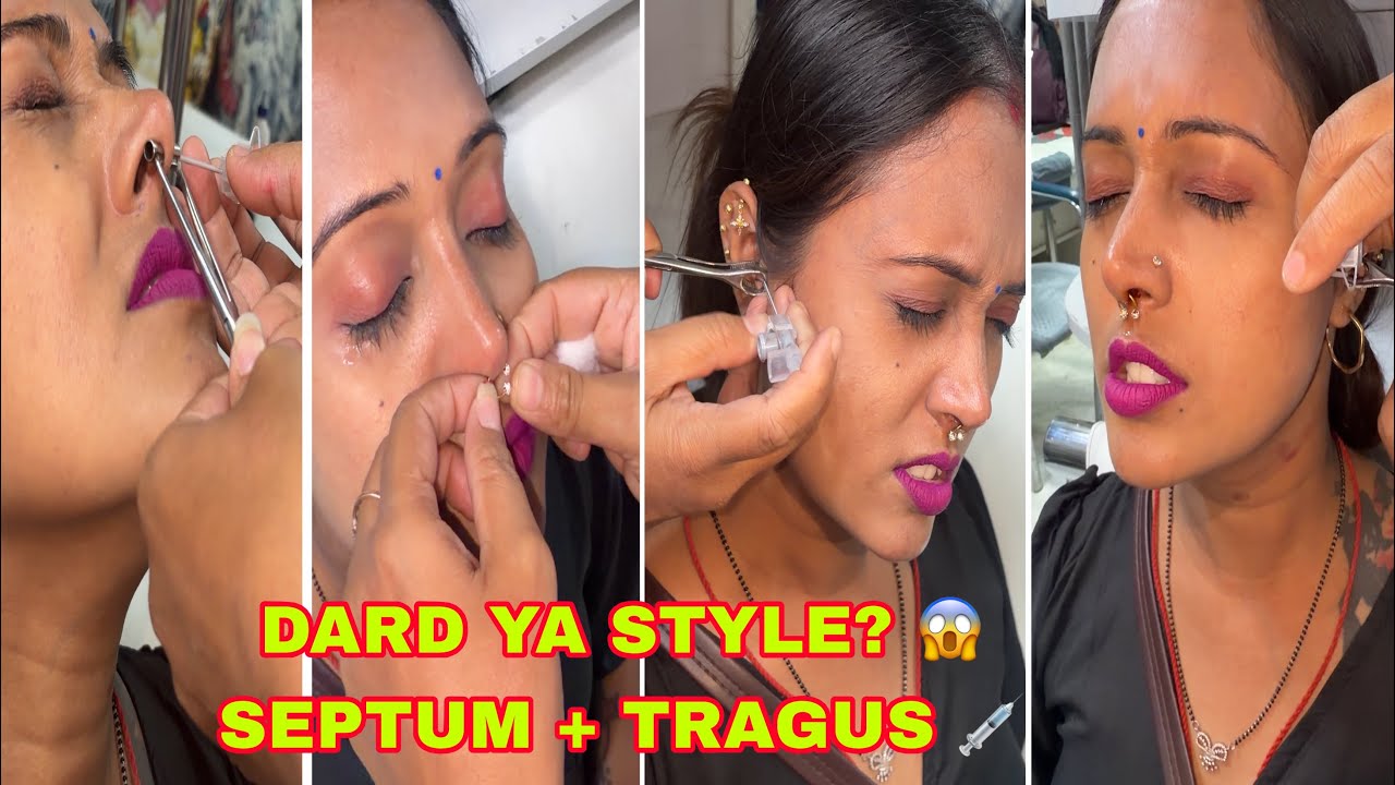 😳इतना दर्द 😭 Septum + Tragus Piercing 🤷🏻&zwj;♀️Experience | Real Vlog 💖