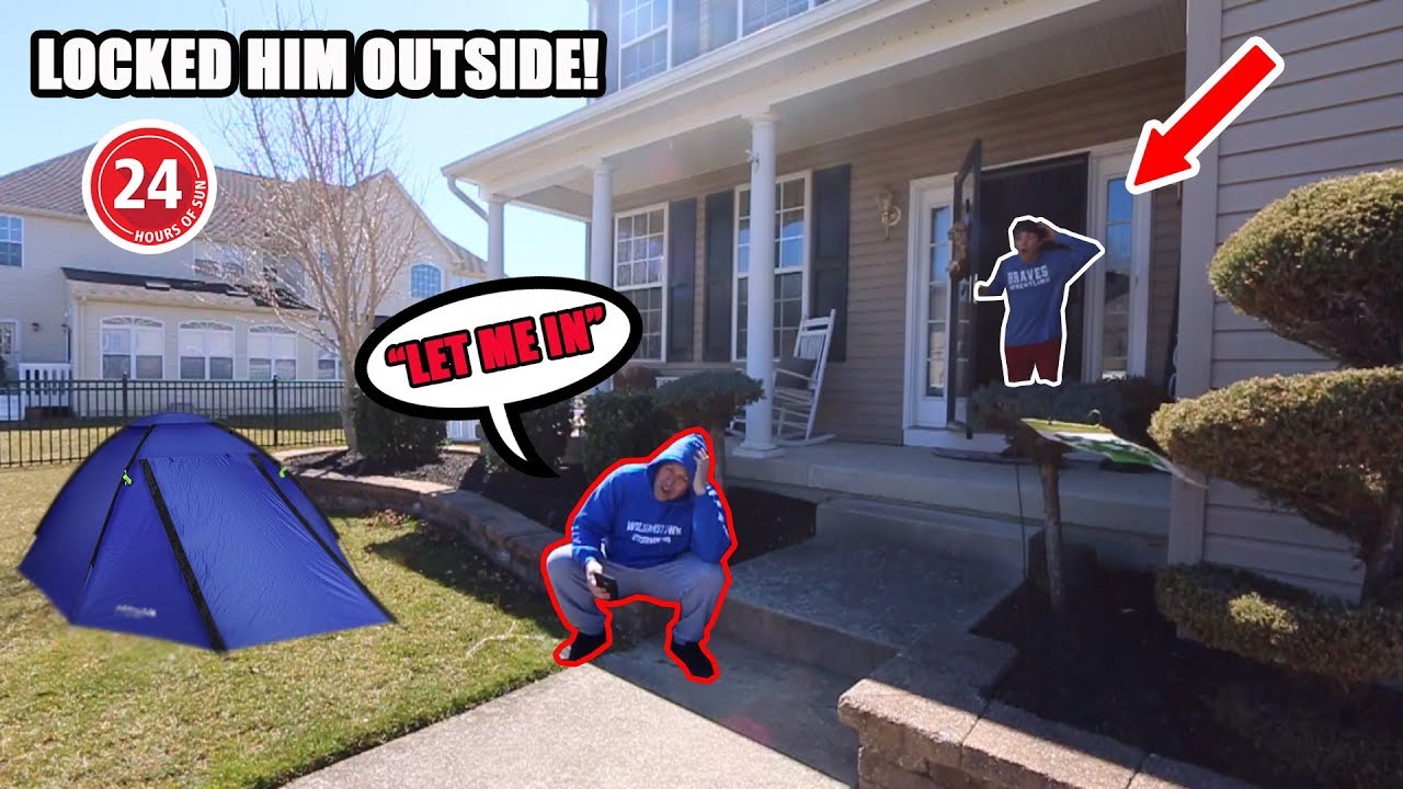 LOCKING MY DAD OUTSIDE OF MY HOUSE FOR 24 HOURS! (HE WAS SO MAD)