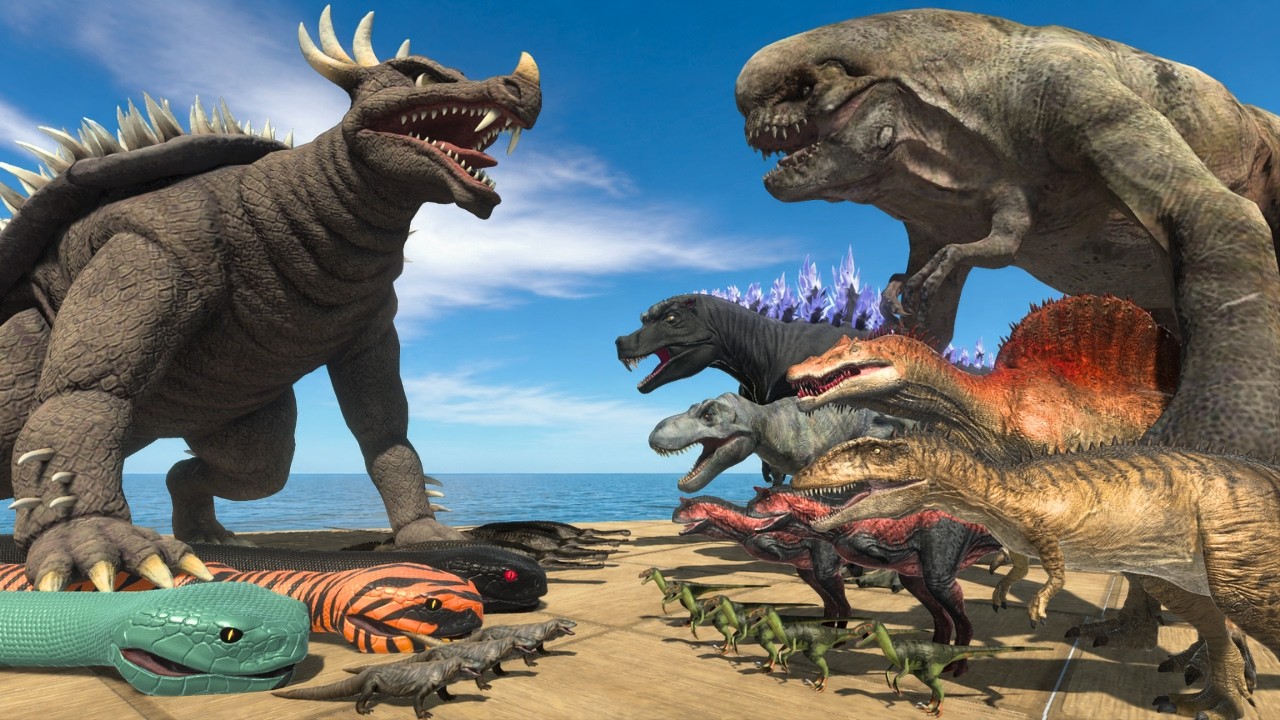 Dinosaurs Arena Challenge | D-Rex Team vs Anguirus Team | Animal Revolt Battle Simulator