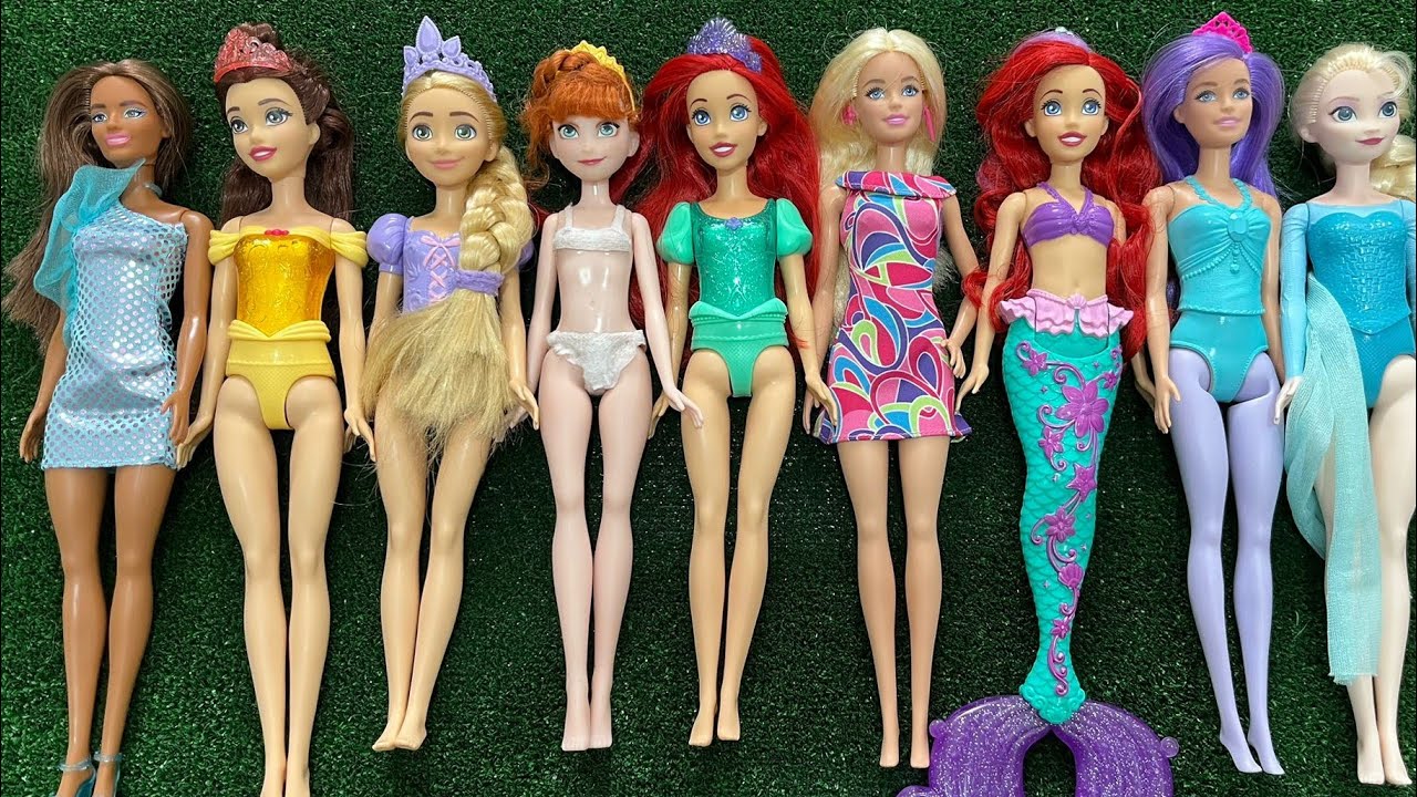 Mattel Disney Princesses Dress up Ariel, Rapunzel, Belle, Tiana, Sindirella, Mulan DIY 5,