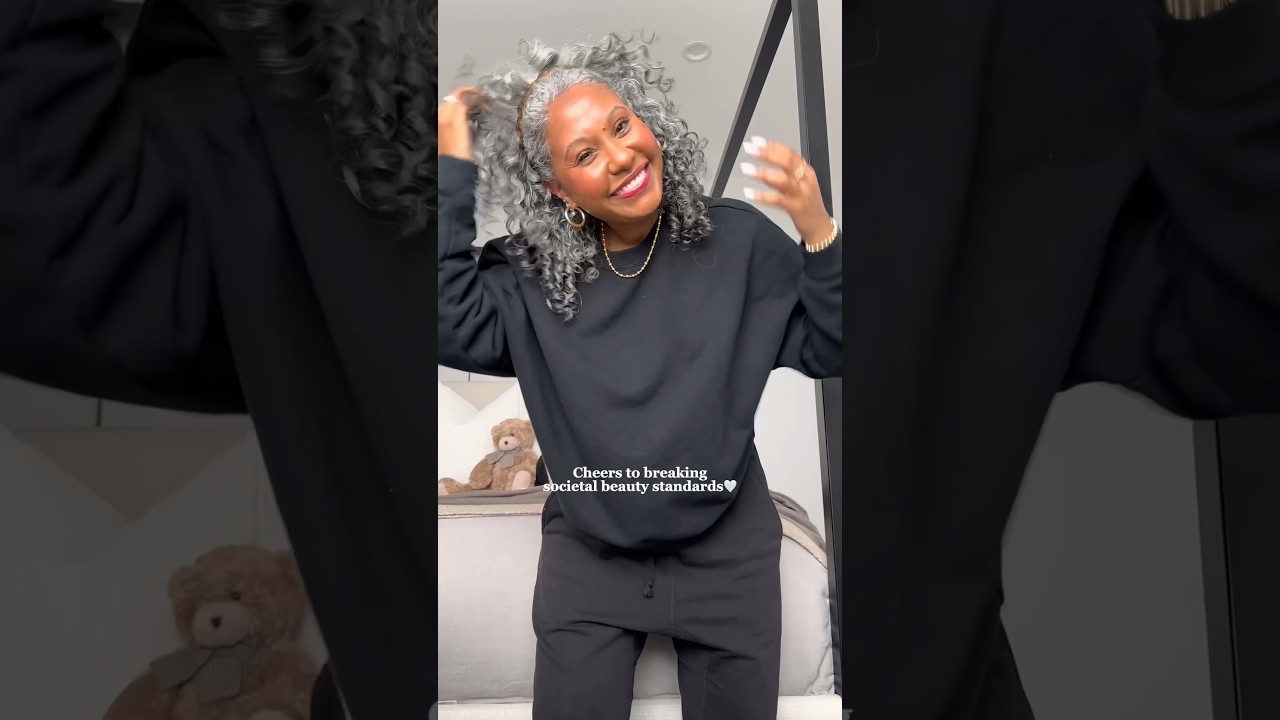 Curly, Grey Hair is Such a Vibe 🤍 #hairjourney #silverhair #greyhair #curlyhair  #selflove #over40
