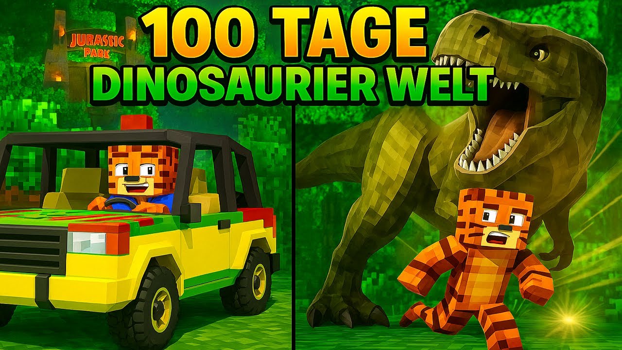 Ich überlebe 100 Tage in Minecraft in der Dinosaurier Welt