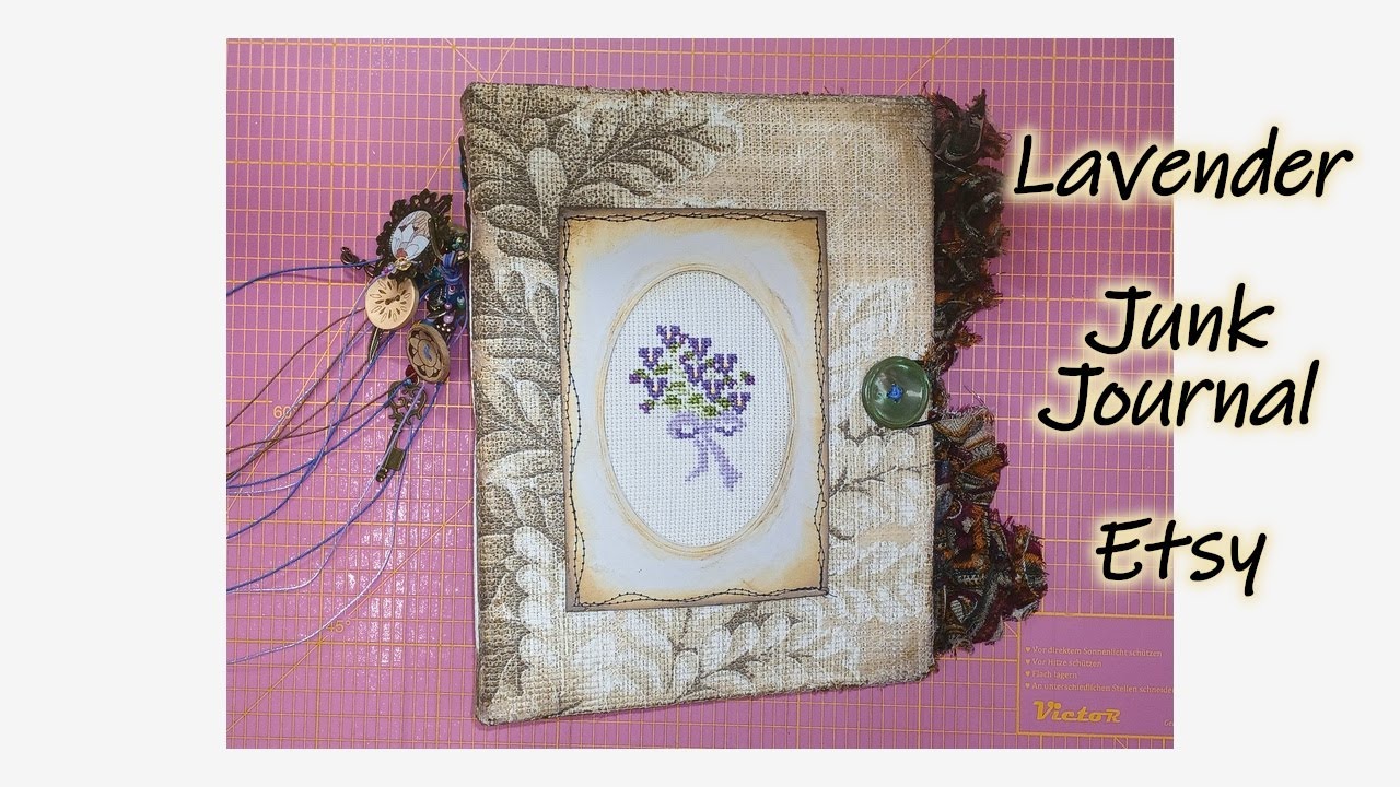 15-Signaturen handgemachtes Hardcover Junk Journal - Lavender