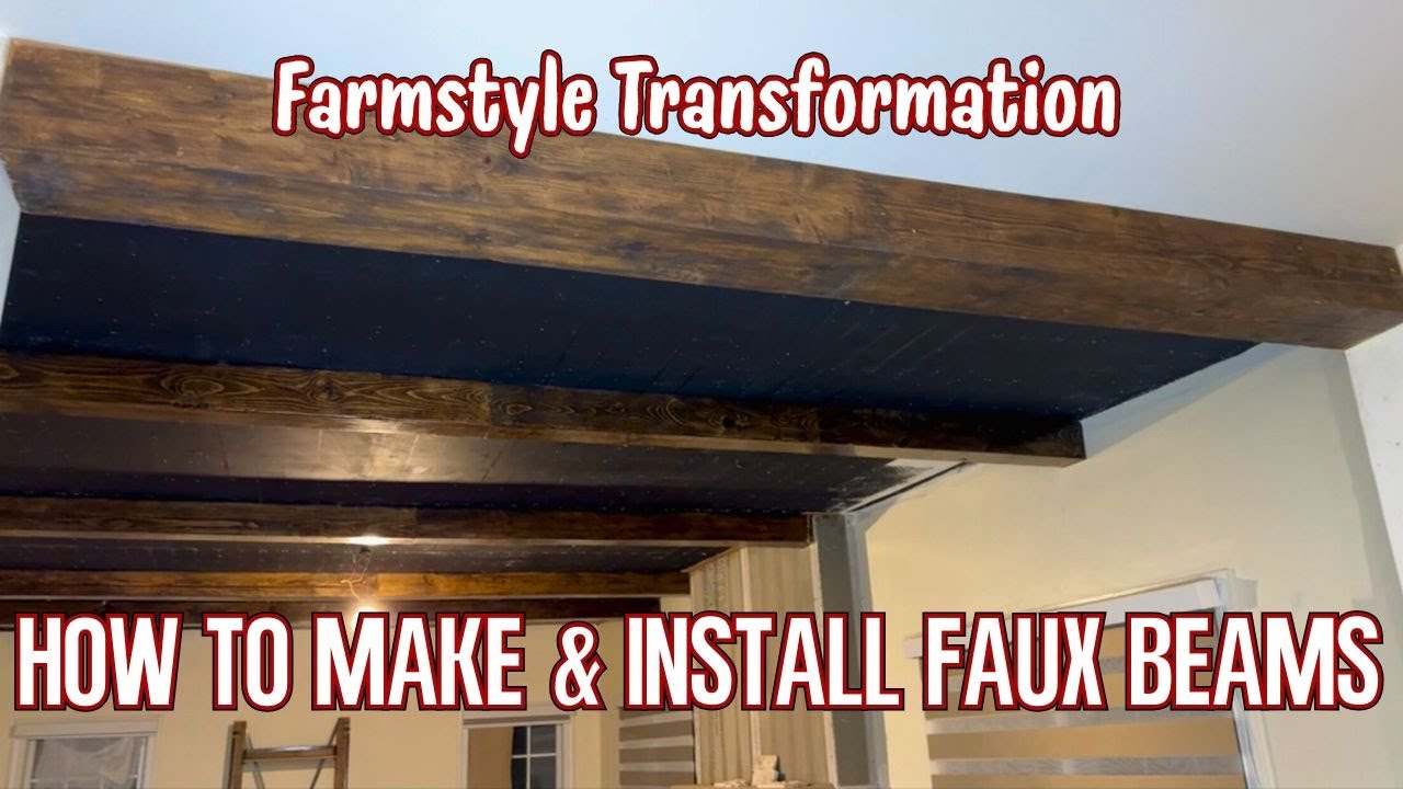 From Popcorn Ceiling to FarmStyle Vibes! DIY Rustic Box Beams from start to Finish!