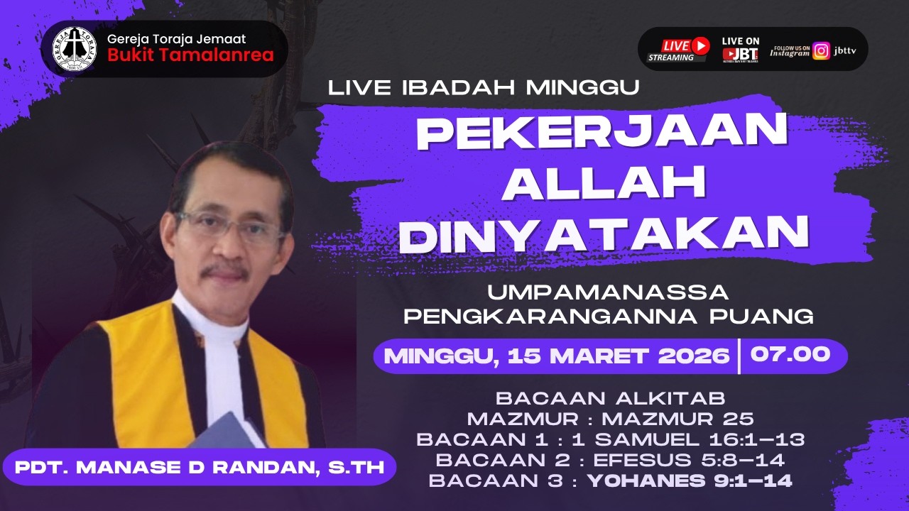 IBADAH MINGGU 15 MARET 2026 | 07.00 WITA | GEREJA TORAJA JEMAAT BUKIT TAMALANREA