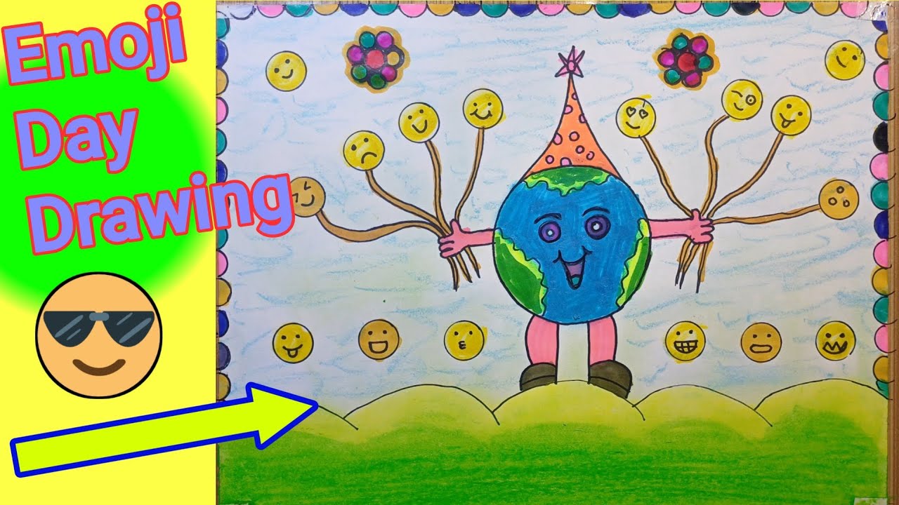 How to draw world emoji day | easy drawing emoji | #drawing #viralvideo #trending #art #draw #emoji 