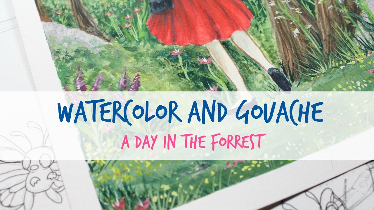 A day in the forrest - Watercolor and Gouache