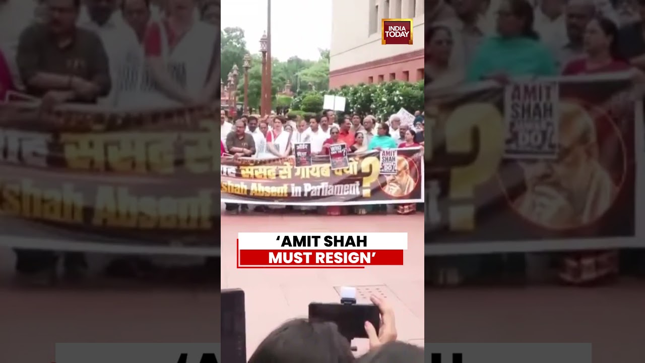 Priyanka Gandhi Leads Protest Outside Parliament, Demands Amit Shah's Resignation #parliament