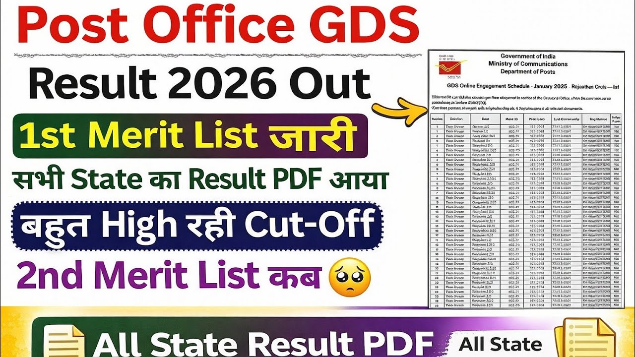 Post Office GDS Results 2026 Out | GDS Results 1 Merit List Release | GDS रिजल्ट जारी 2026 