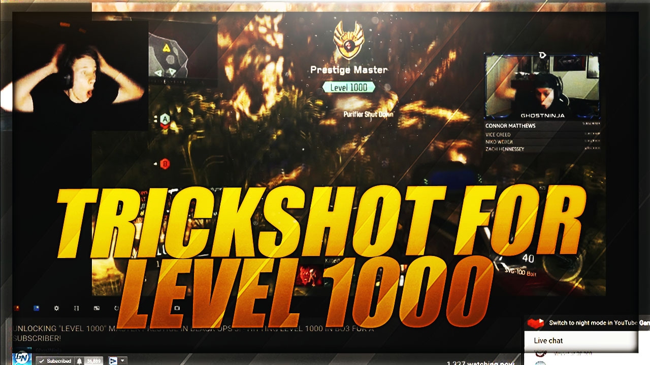 TRICKSHOT FOR LEVEL 1000! - LIVE REACTION TO HITTING 3000 SUBSCRIBERS!