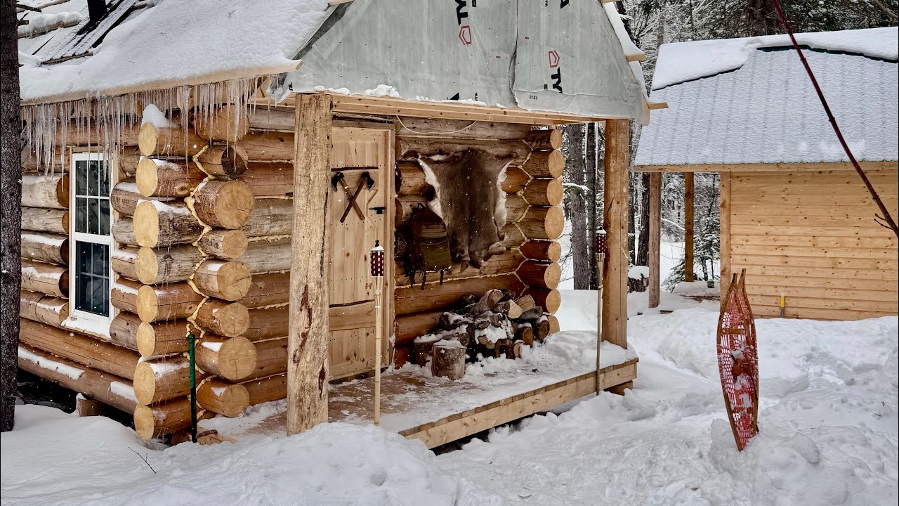 Big Winter Storm,Snowed in,Building a Log Cabin on a Off Grid Homestead[EP84]Surviving in a Blizzard