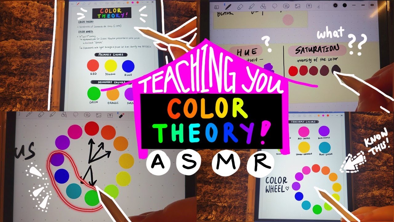 ASMR Teaching you Color Theory | iPad writing sounds, whispering, pencil and mouth sounds