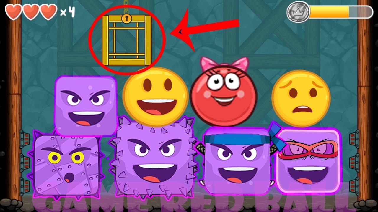 RED BALL 4 : ALL 5 EMOJI BOSSES Fight Together with Smiley Ball gameplay