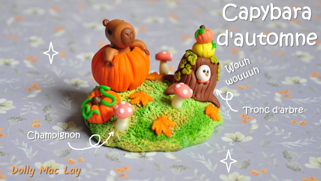 Tutoriel Fimo Capybara d'Automne 🍁🍂🎃/ Polymer Clay Tutorial