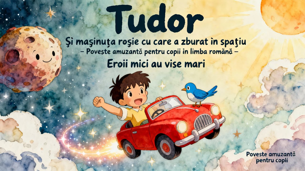 Tudor și mașinuța roșie cu care a zburat în spațiu - Poveste amuzantă pentru copii în limba română