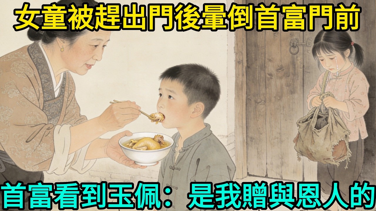 繼母偏心雞湯餵親子，卻將10歲繼女趕出家門，連水都不給。女童靠路邊積雪趕路3天，暈倒在首富門前，脖子上一條玉佩摔出，首富瞬間淚崩：是我贈與恩人的！#民間故事 #故事頻道 #感人故事 #情感
