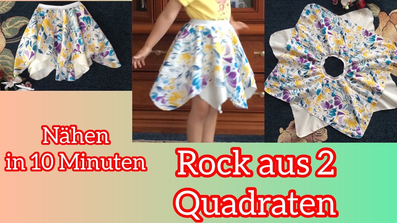 Rock nähen ohne Schnittmuster / für jede Größe /aus zwei Quadraten / DIY/ Tutorial