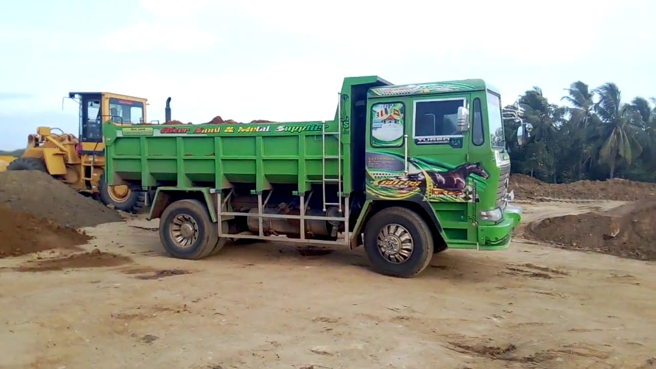 Sri Lanka Ashok Leyland Tippers Unload Soil with HexaTone Southern ExpressWay Angunakoalapelessa