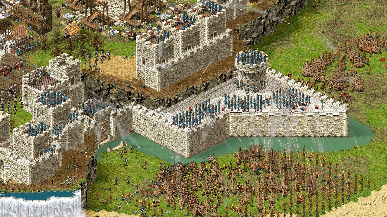 Stronghold 1 Definitive Edition - 1v1v1 EPIC MOUNTAIN PASS SIEGE | Multiplayer Gameplay (PC/UHD)