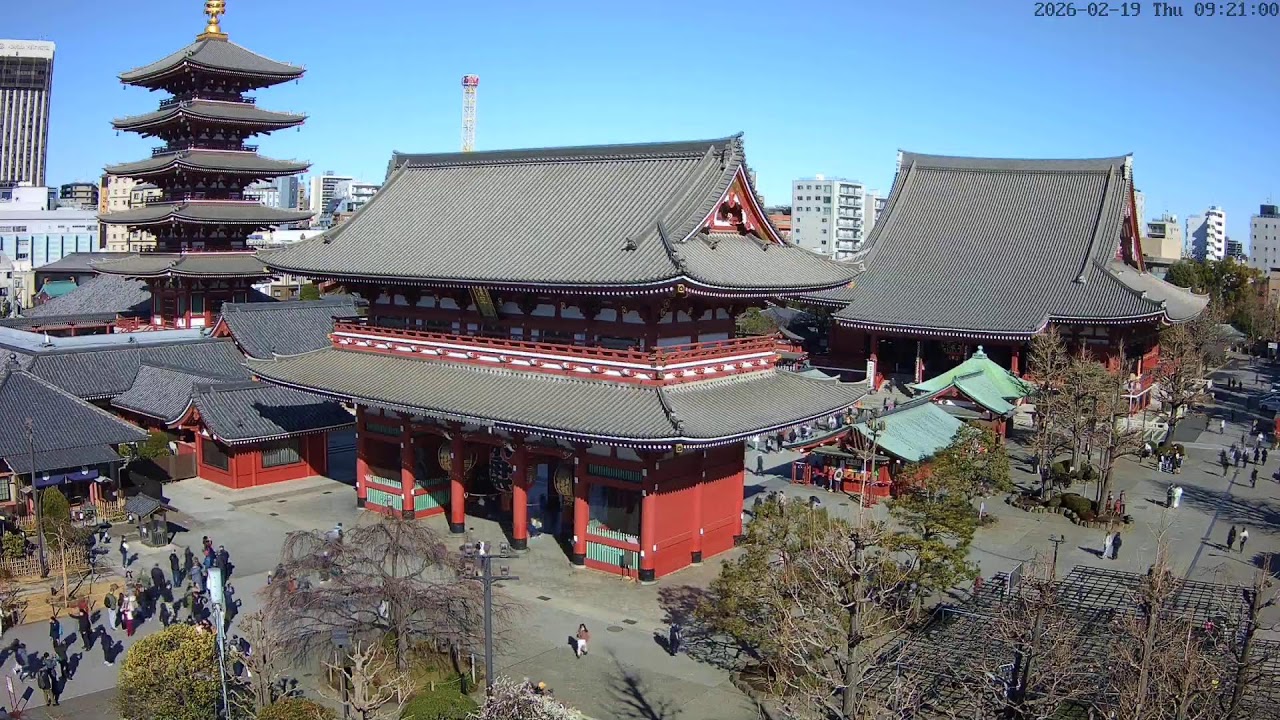 【LIVE CAMERA】浅草ライブカメラ「浅草寺 宝蔵門」（浅草中屋  屋上より）