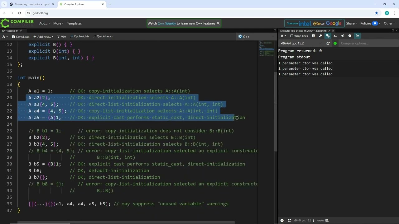 C++ Beginner Tutorial - Basics - #355 -  Converting Constructor