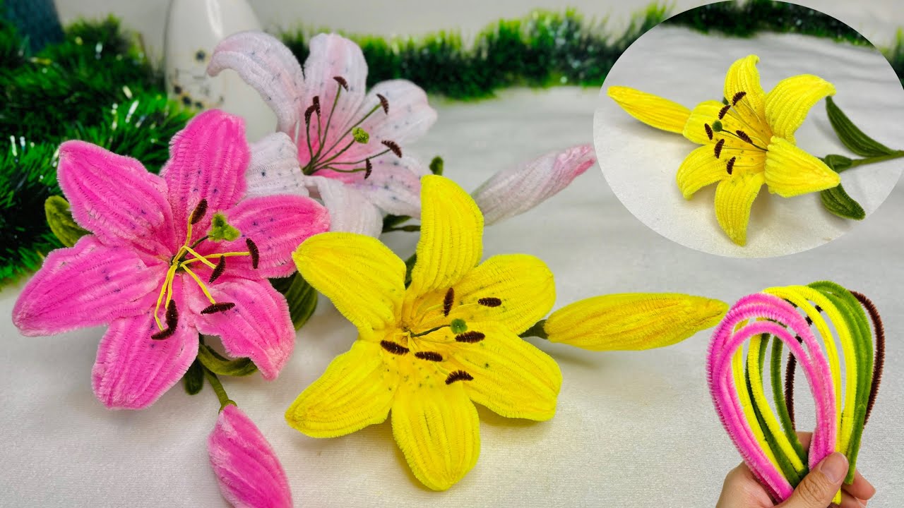 DIY | Hoa Kẽm Nhung | Cách Làm Hoa Ly Bằng Kẽm Nhung | Evig Trang Handmade