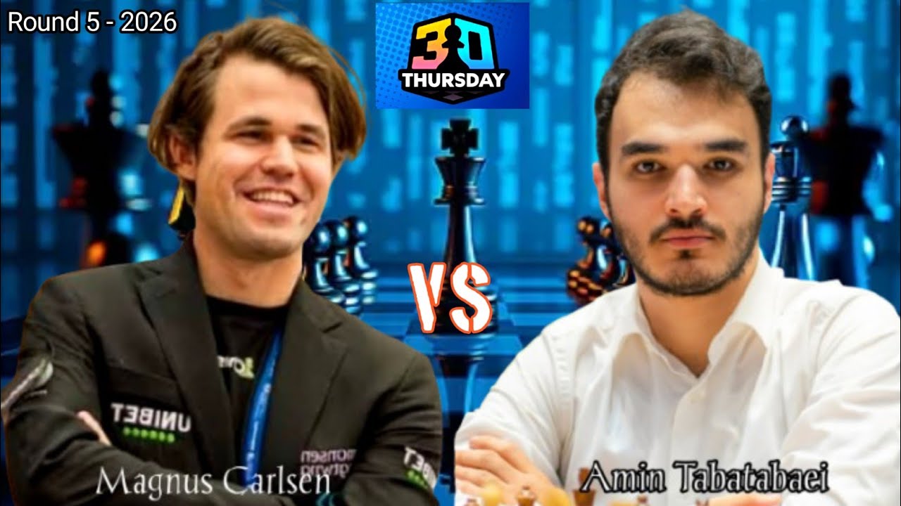 ⚡Magnus Carlsen vs Amin Tabatabaei in match 3 0 Thursday 2026 || chesscom 